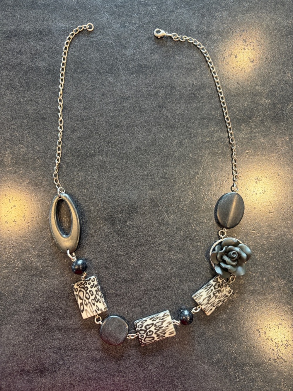 Black Floral Accent Necklace